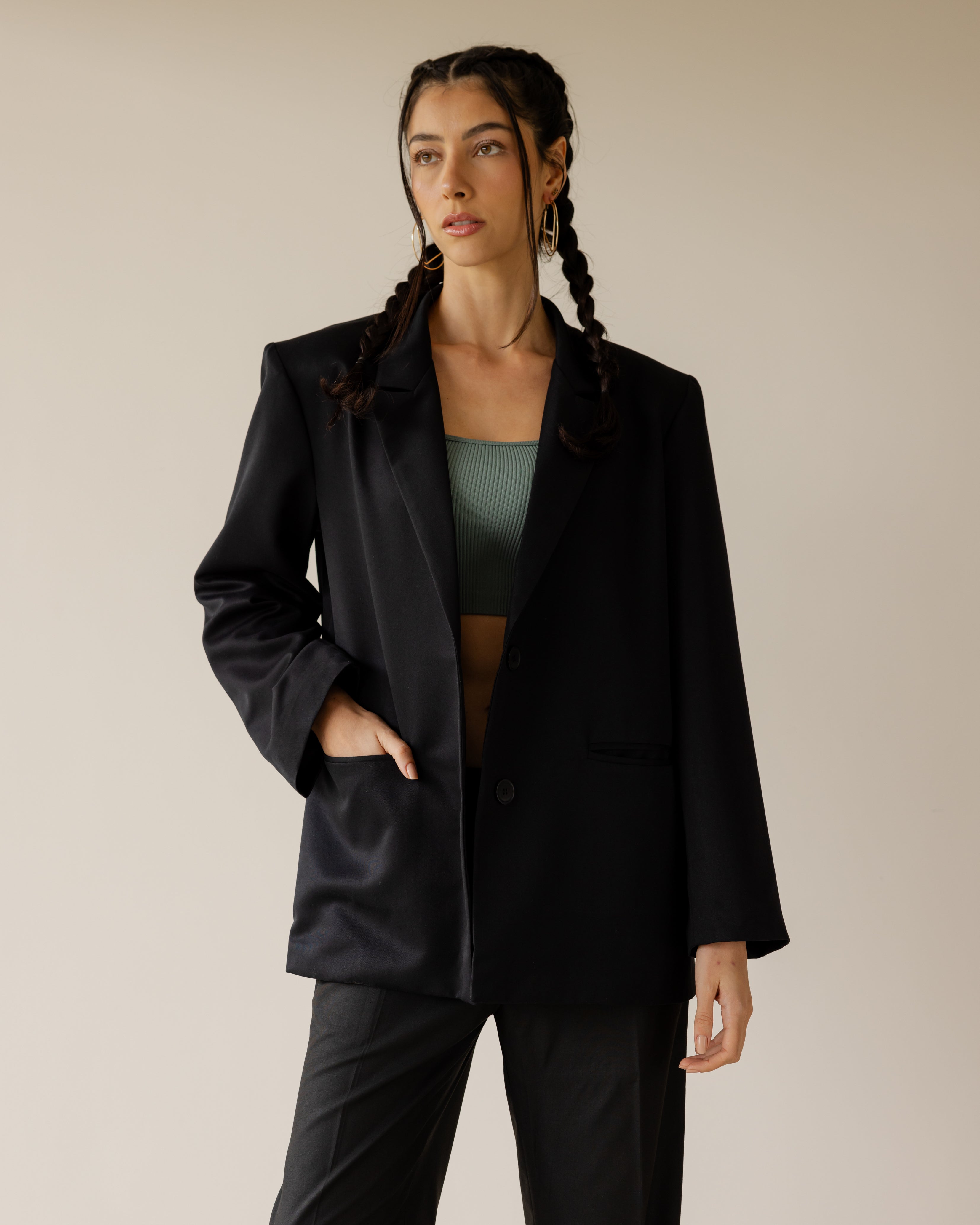 Black Blazer with Bold Back print