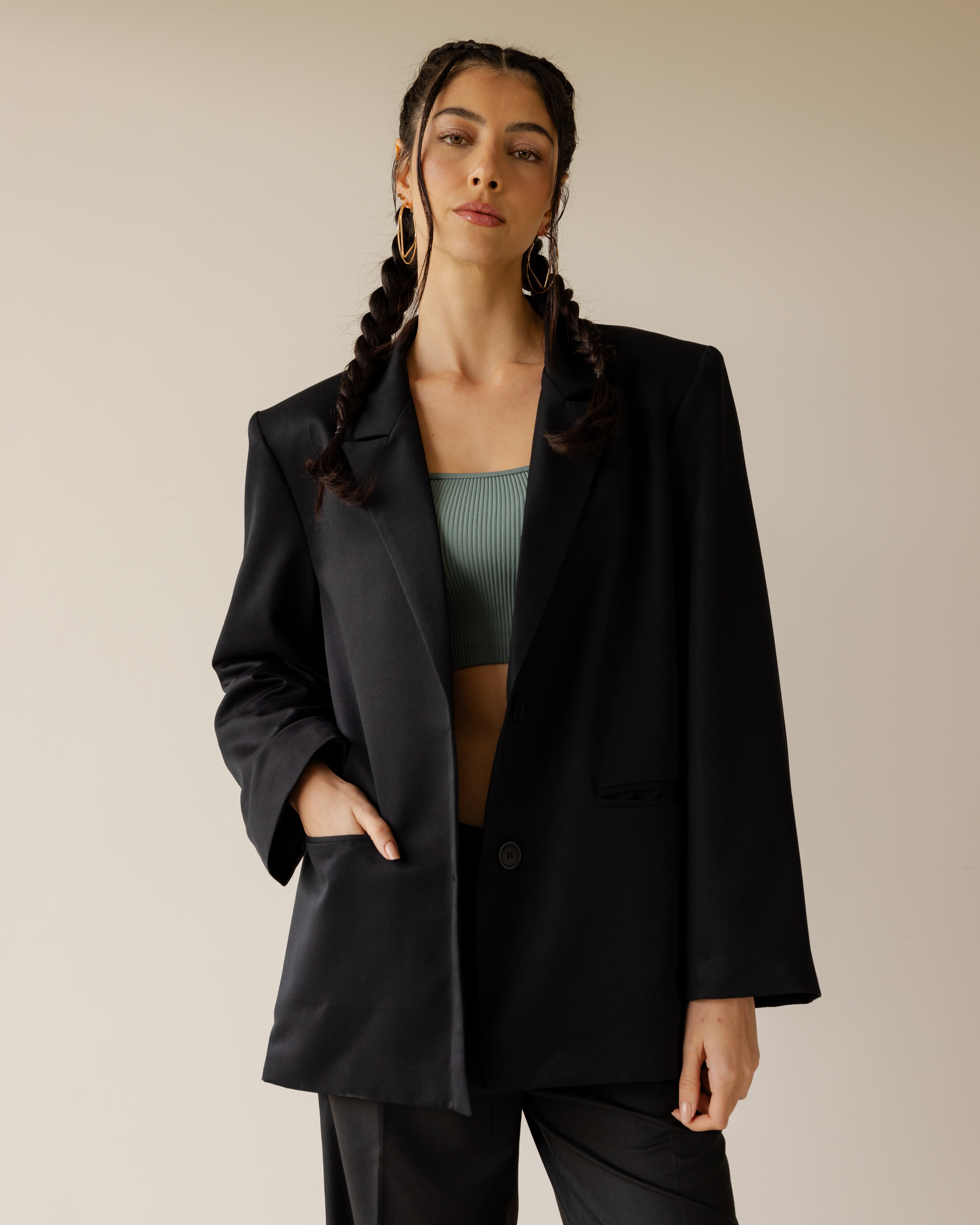 Black Blazer with Bold Back print