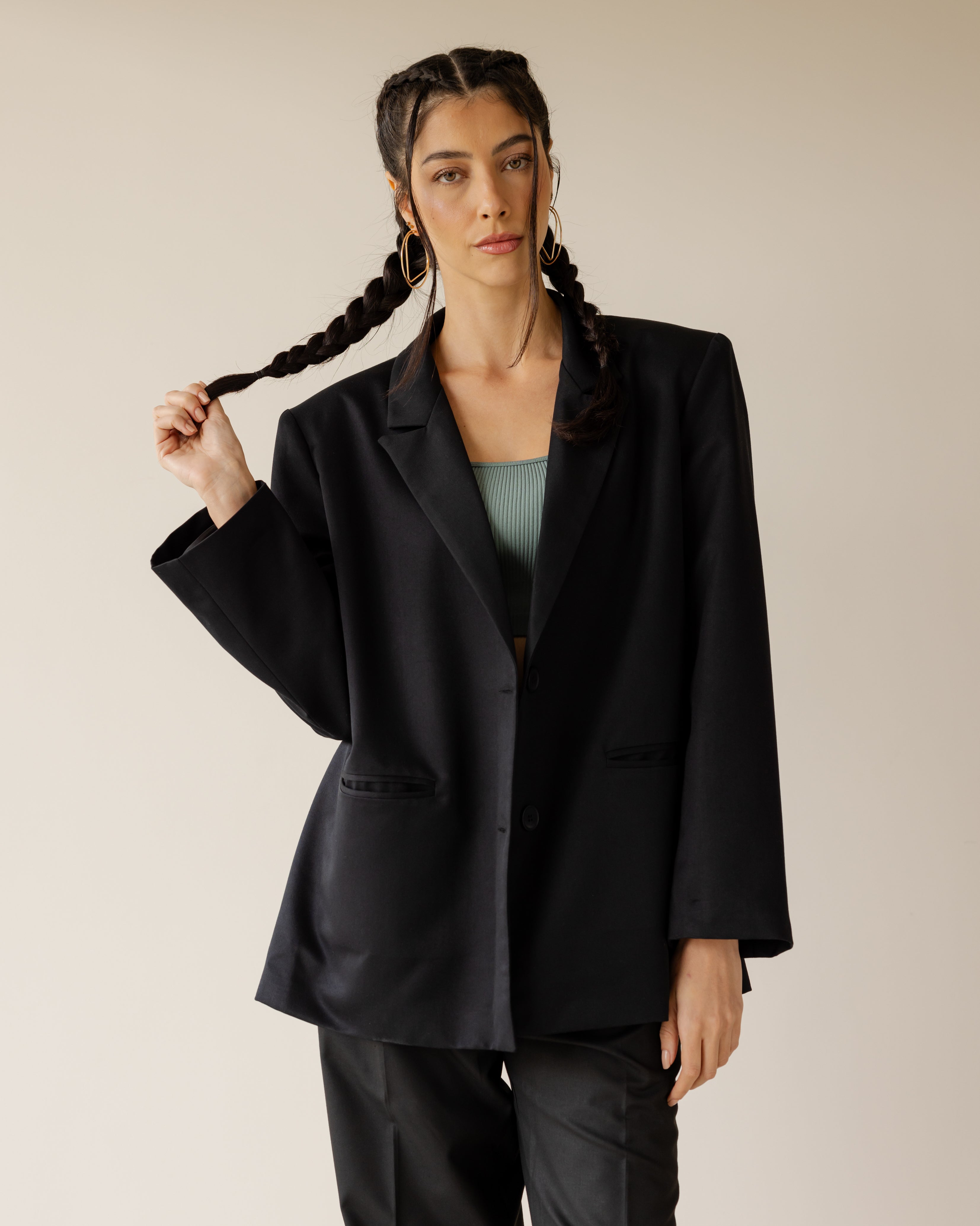 Black Blazer with Bold Back print