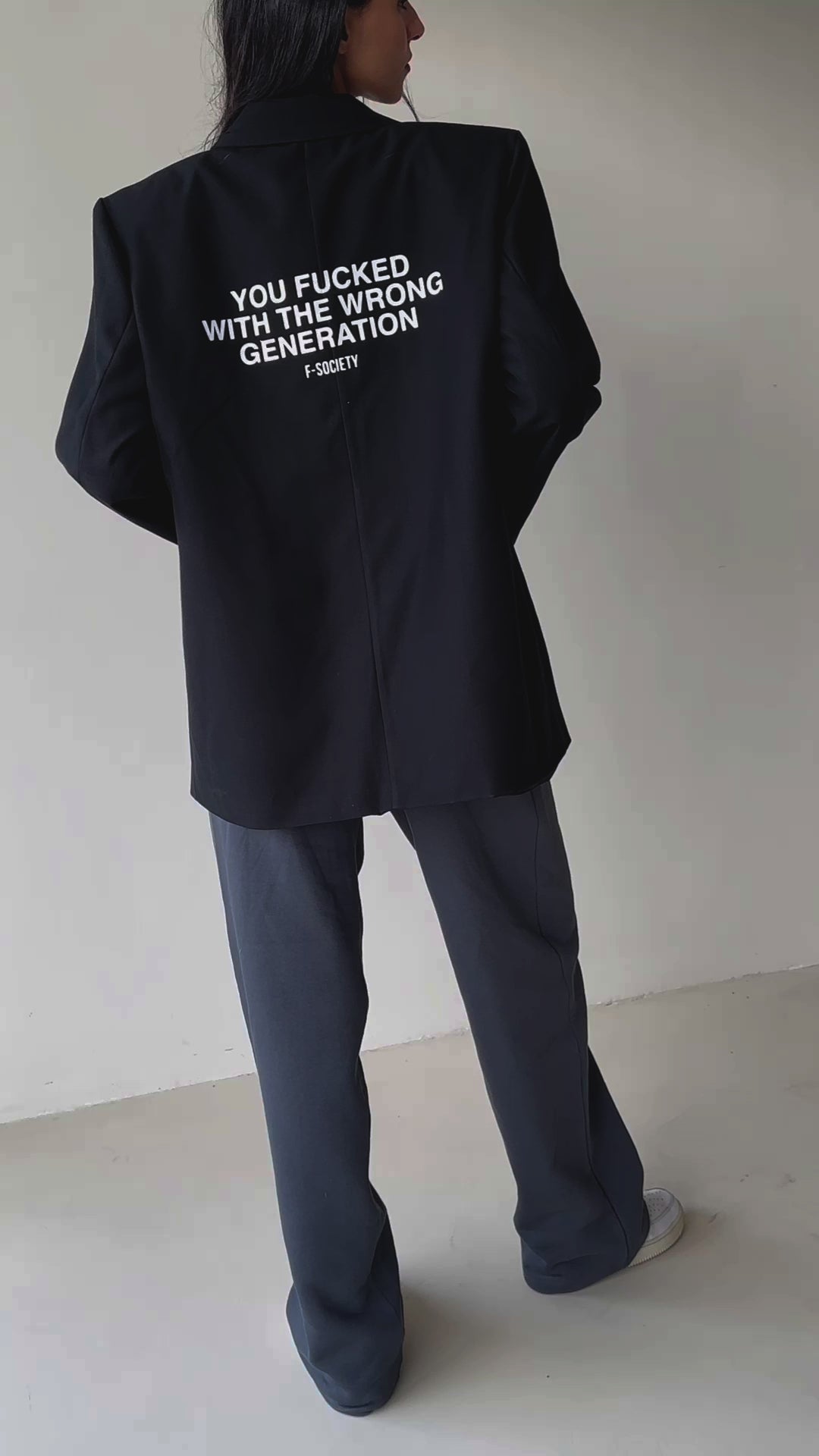 Black Blazer with Bold Back print