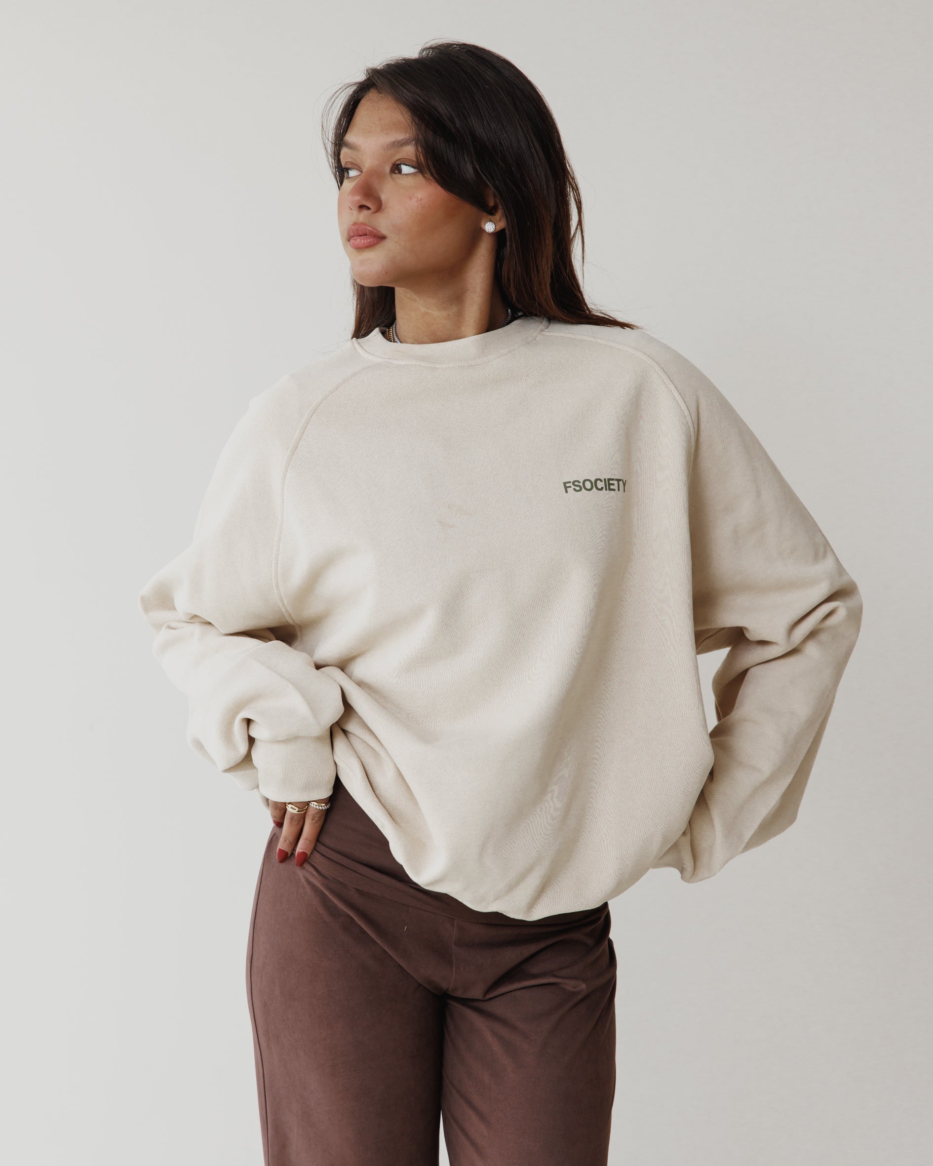 Beige Hefty Crewneck