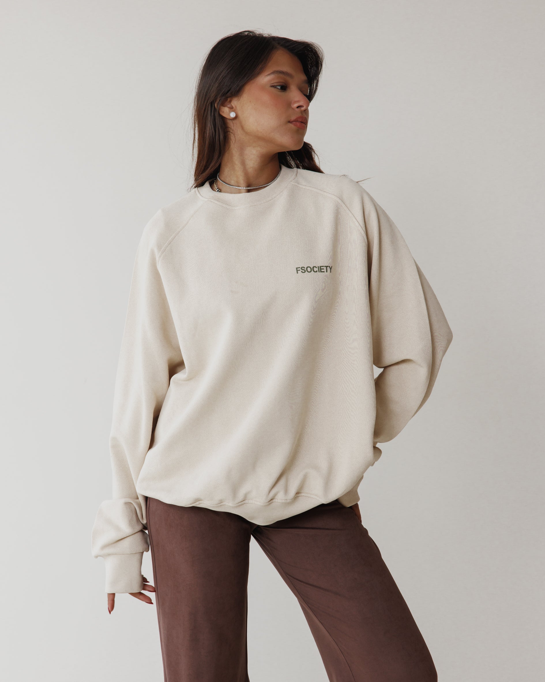 Beige Hefty Crewneck