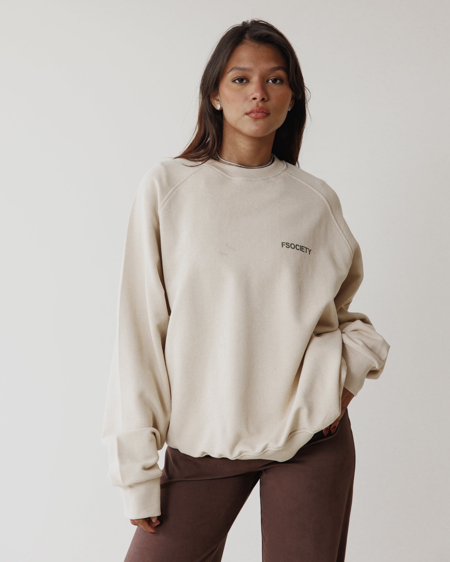 Beige Hefty Crewneck