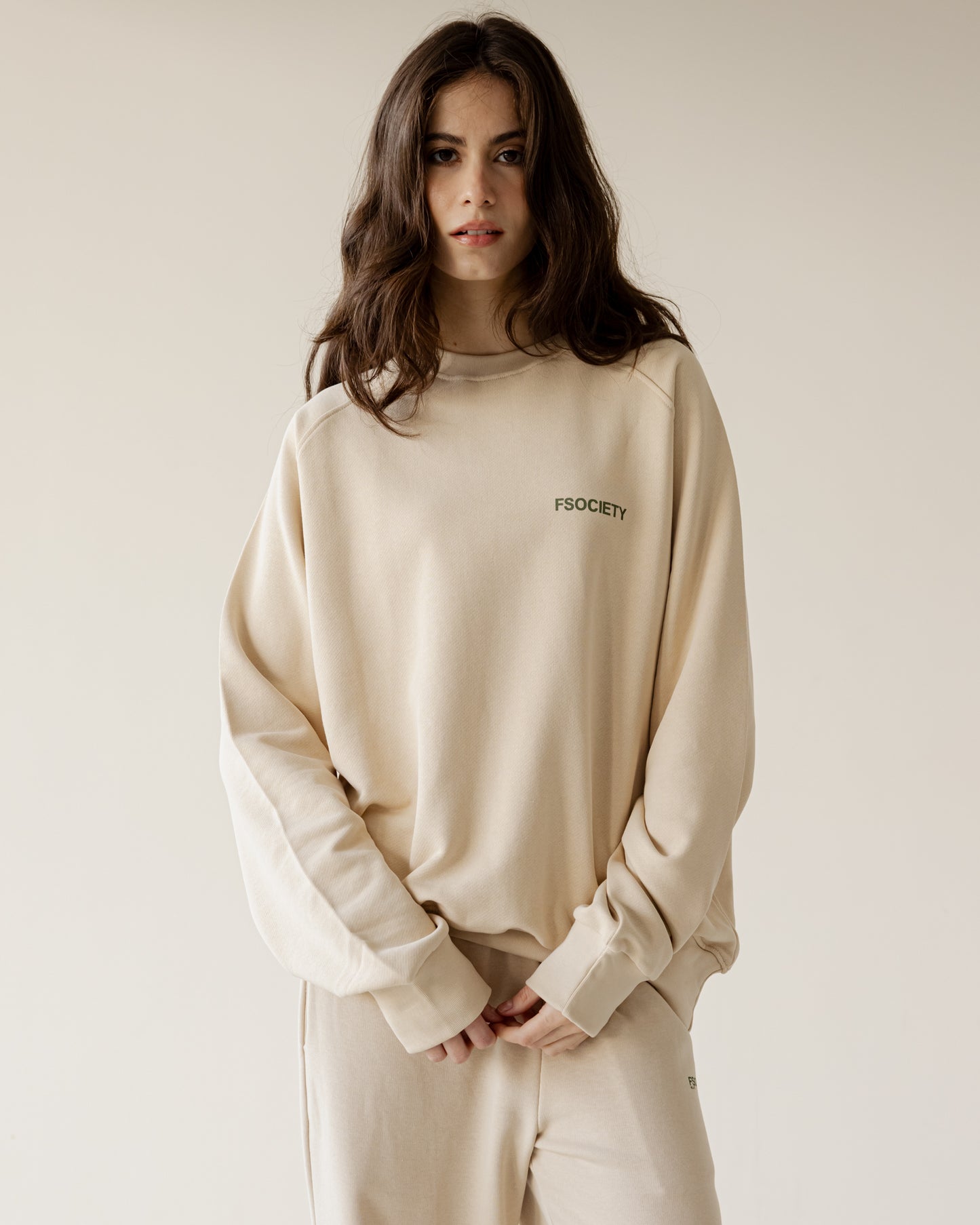 Beige Hefty Crewneck