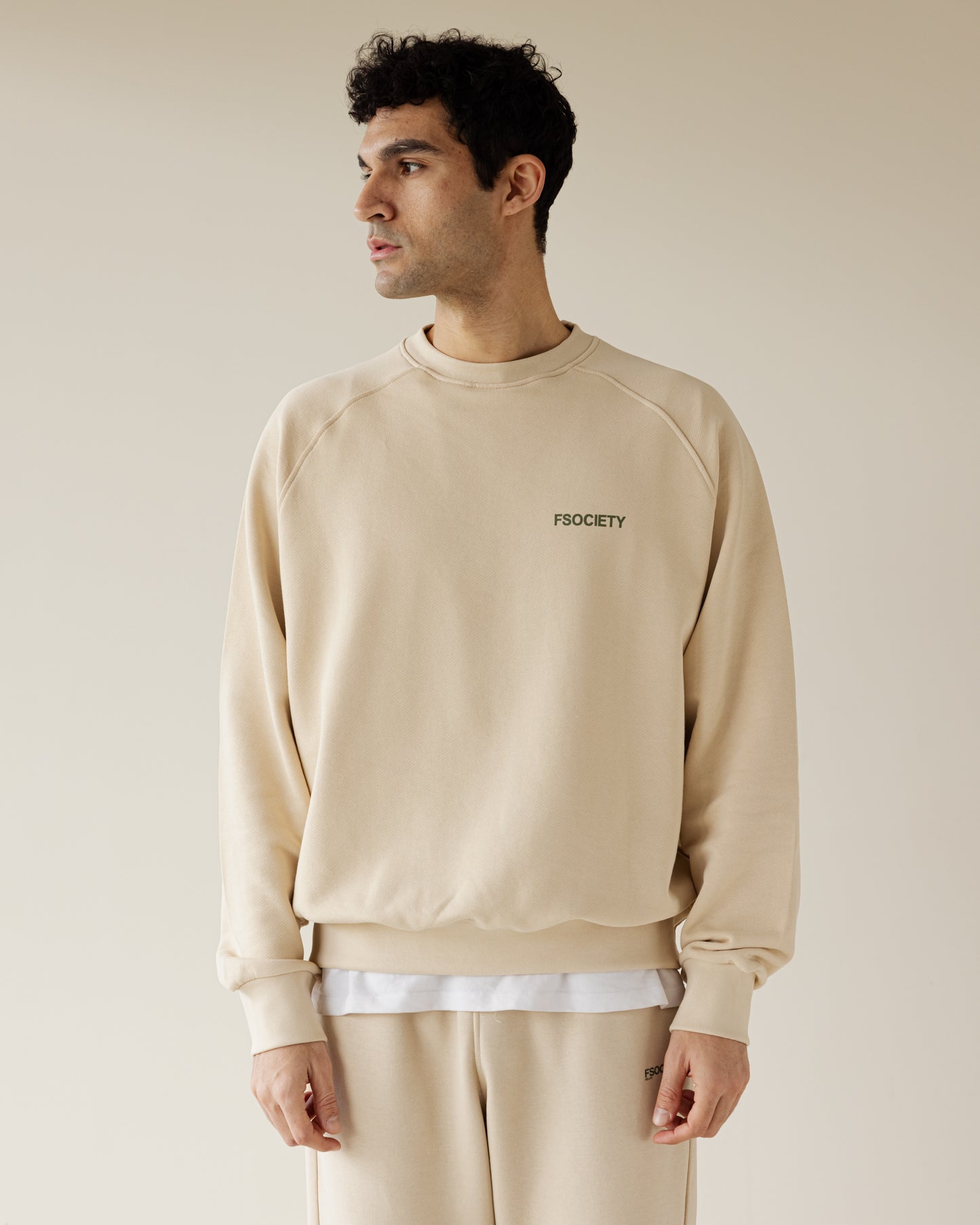 Beige Hefty Crewneck