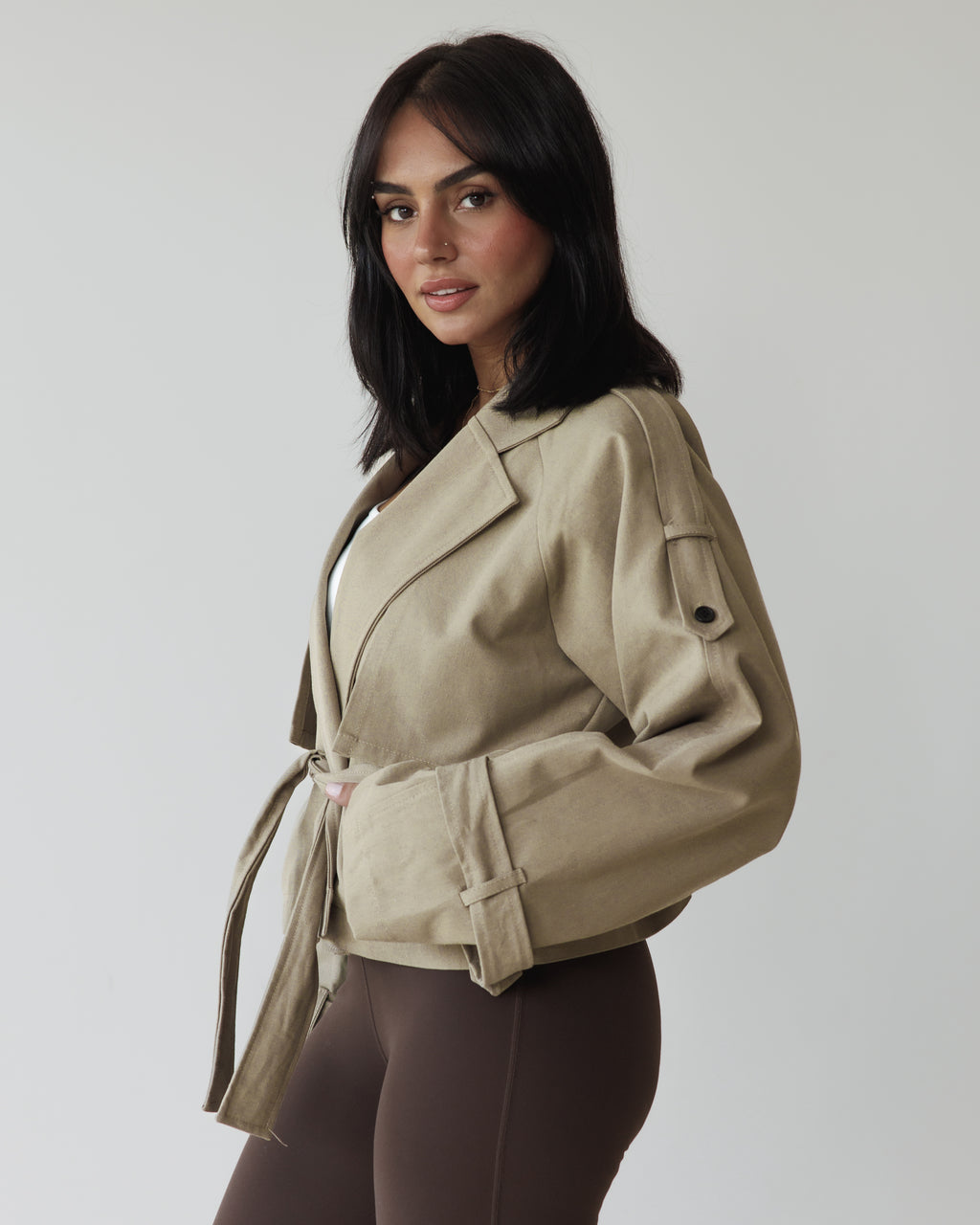 Beige Cropped Trench