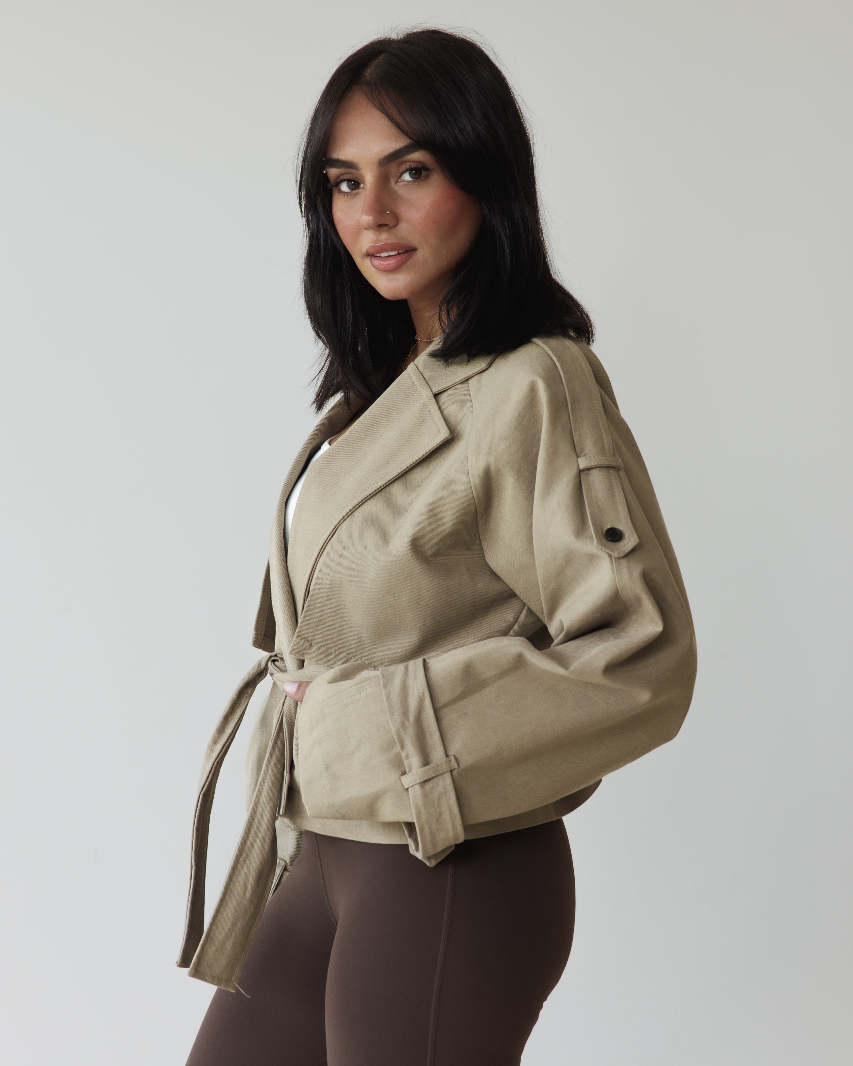 Beige Cropped Trench
