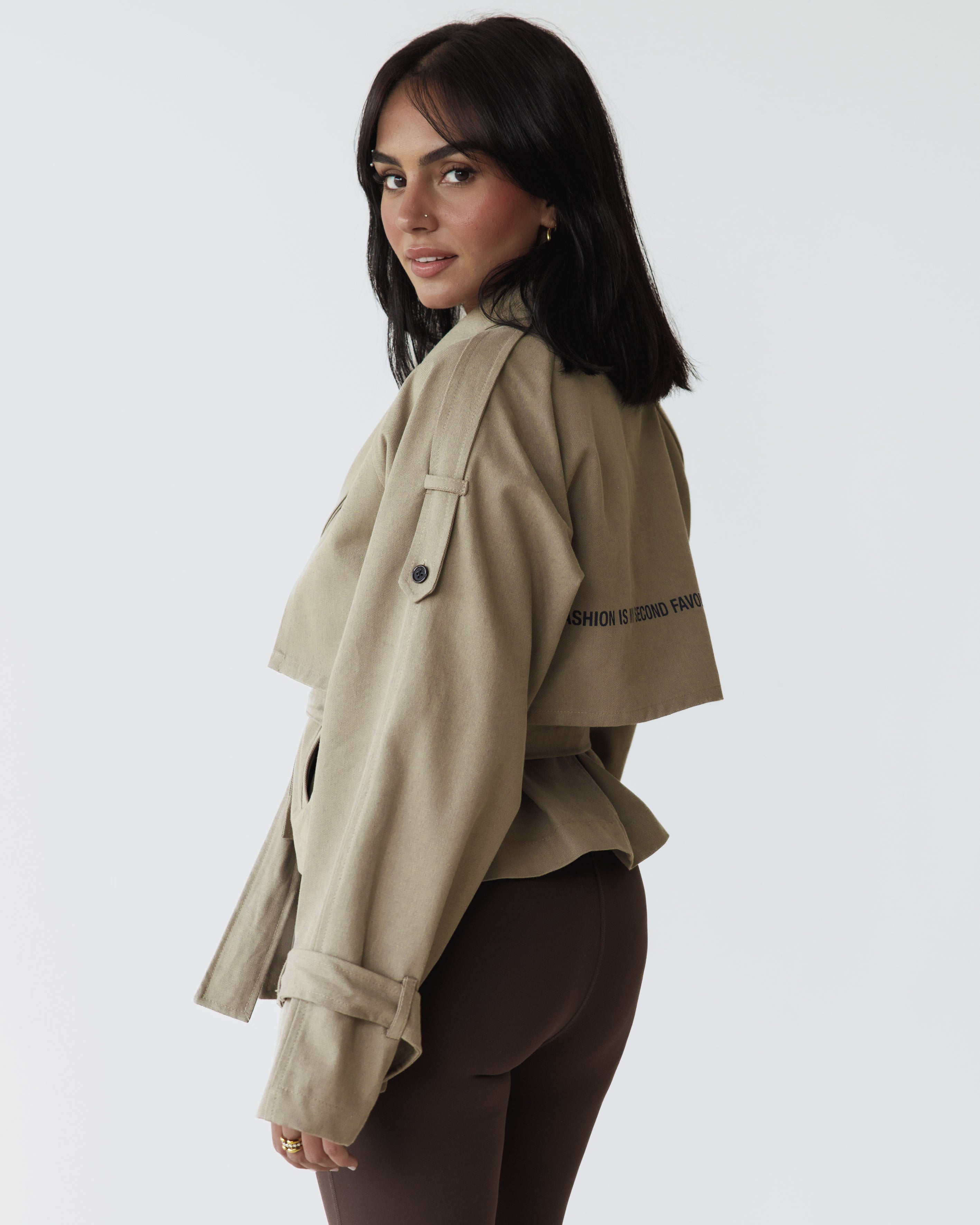 Beige Cropped Trench