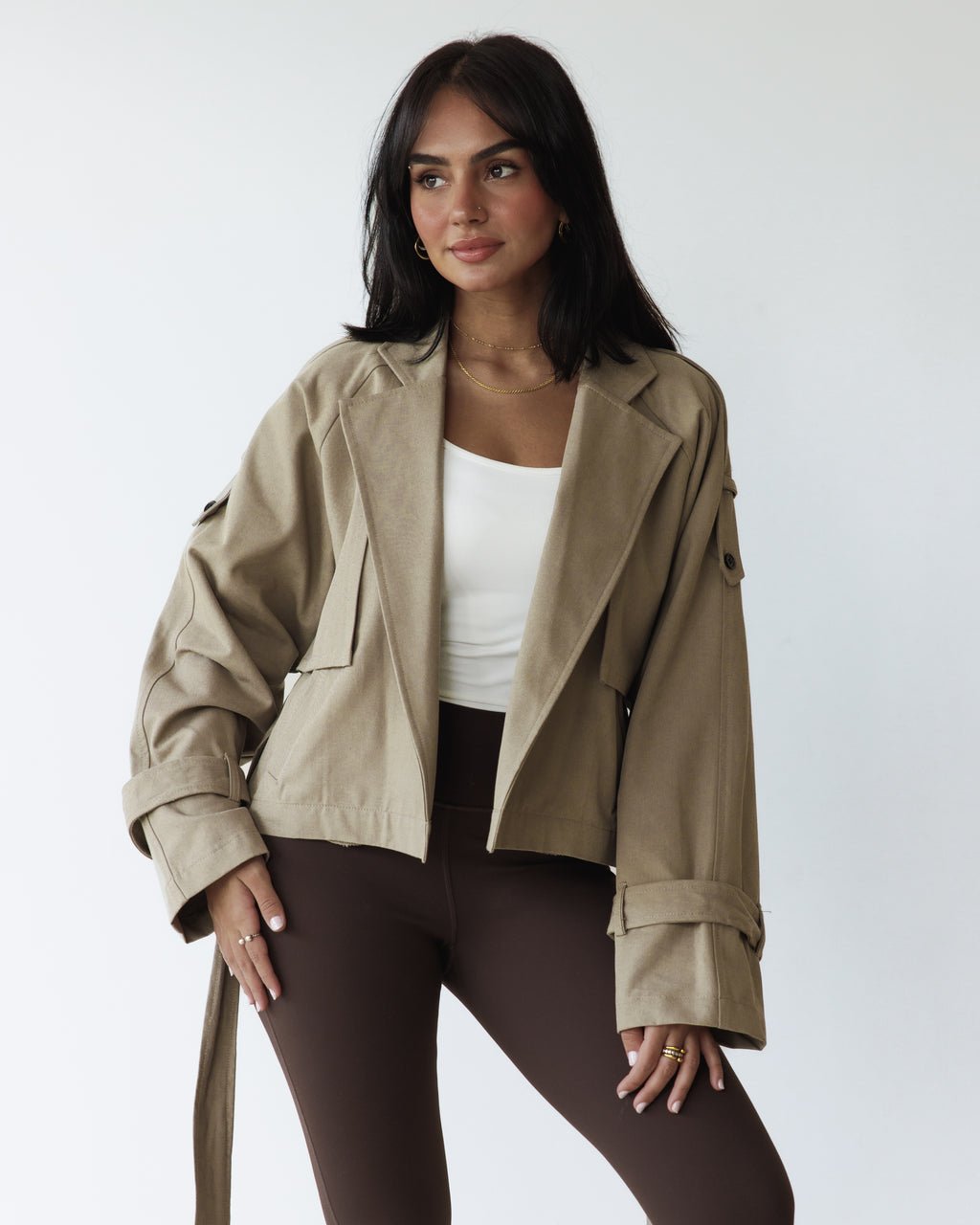 Beige Cropped Trench