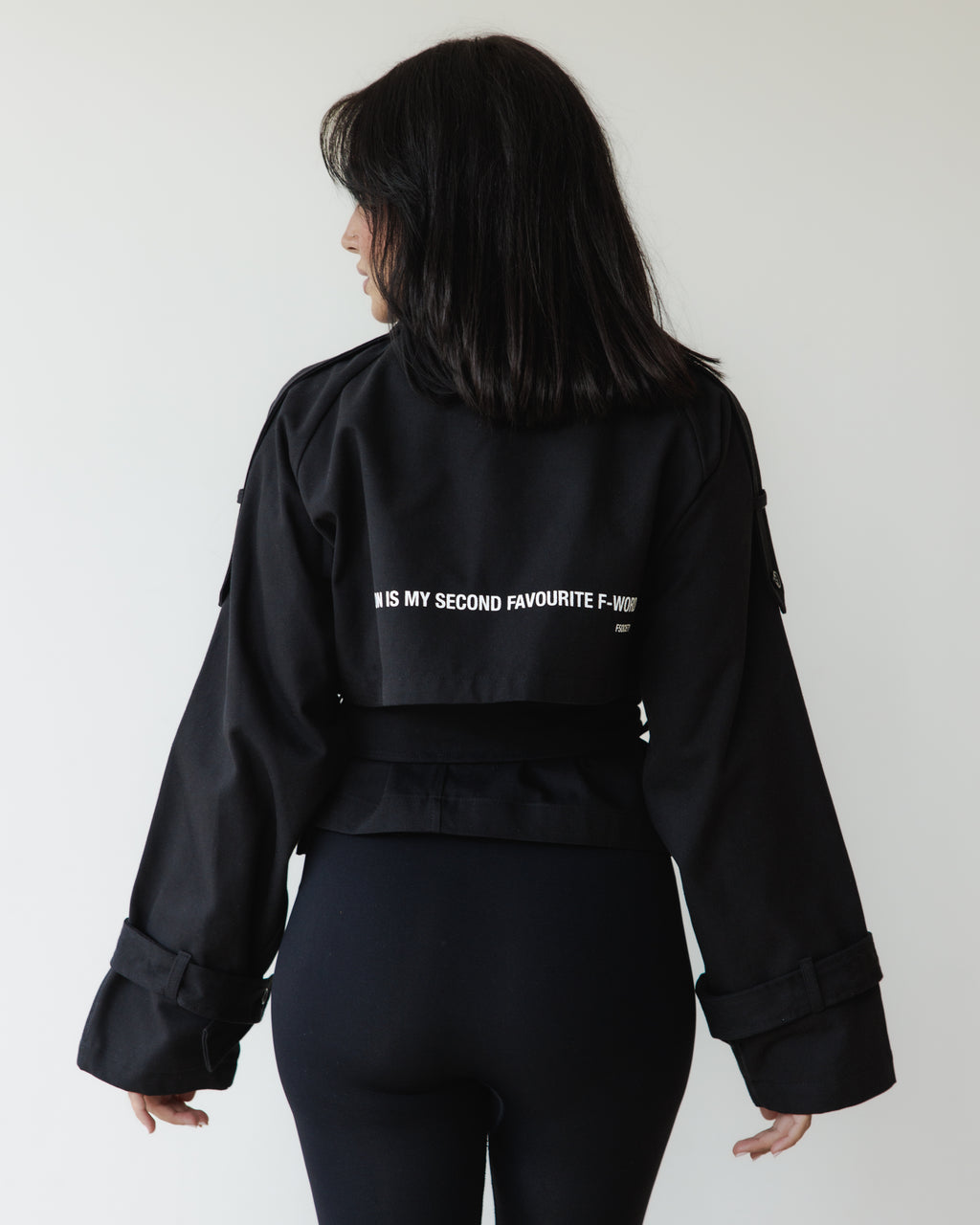 Black Cropped Trench