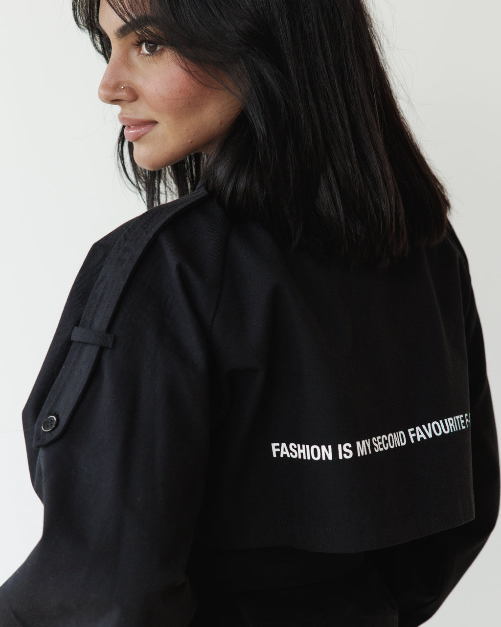 Black Cropped Trench