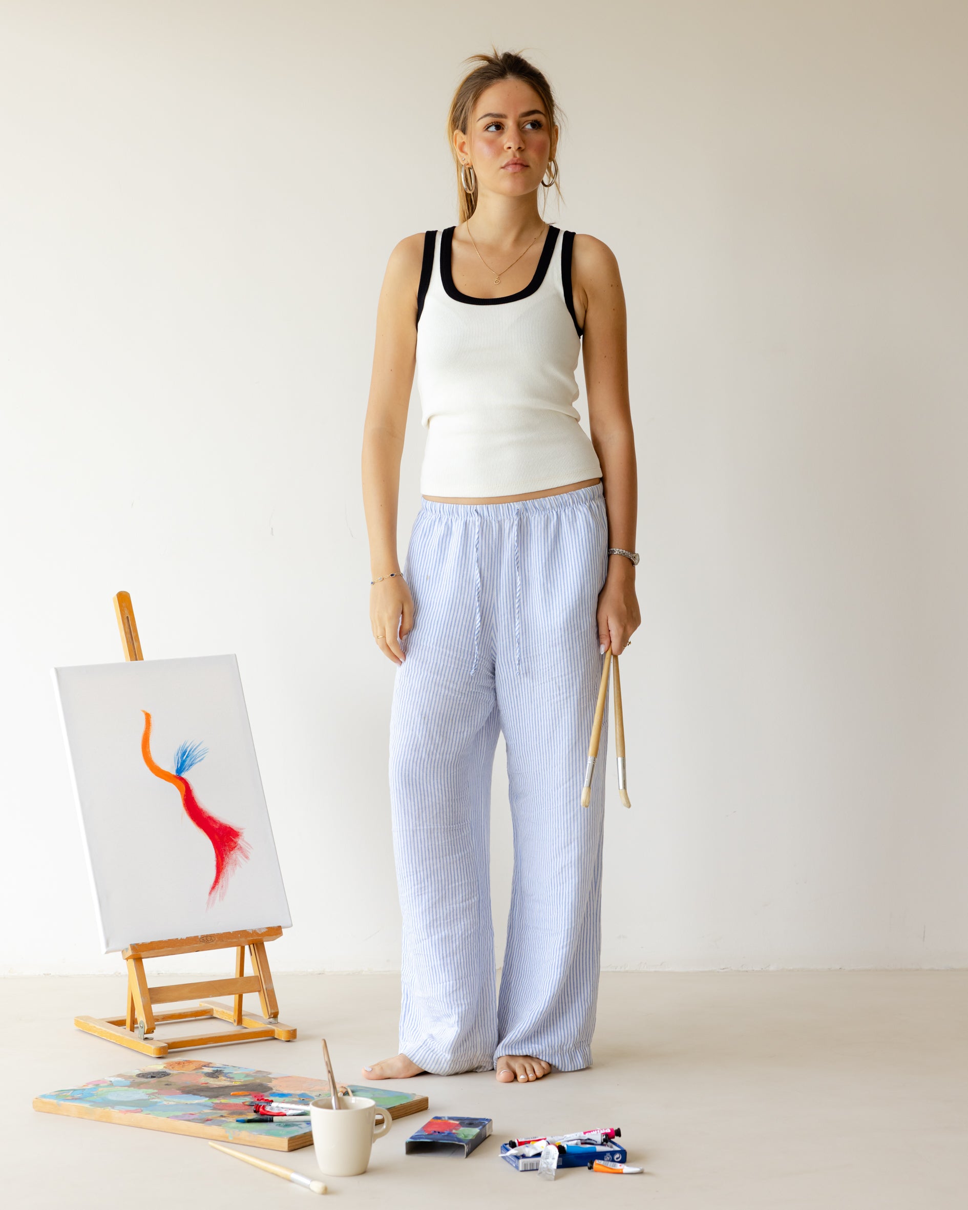 White Black Outline Tank Top