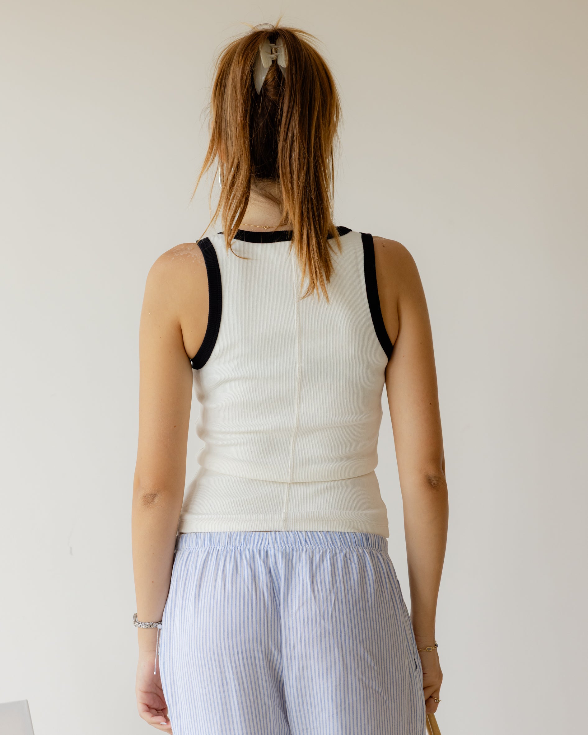 White Black Outline Tank Top