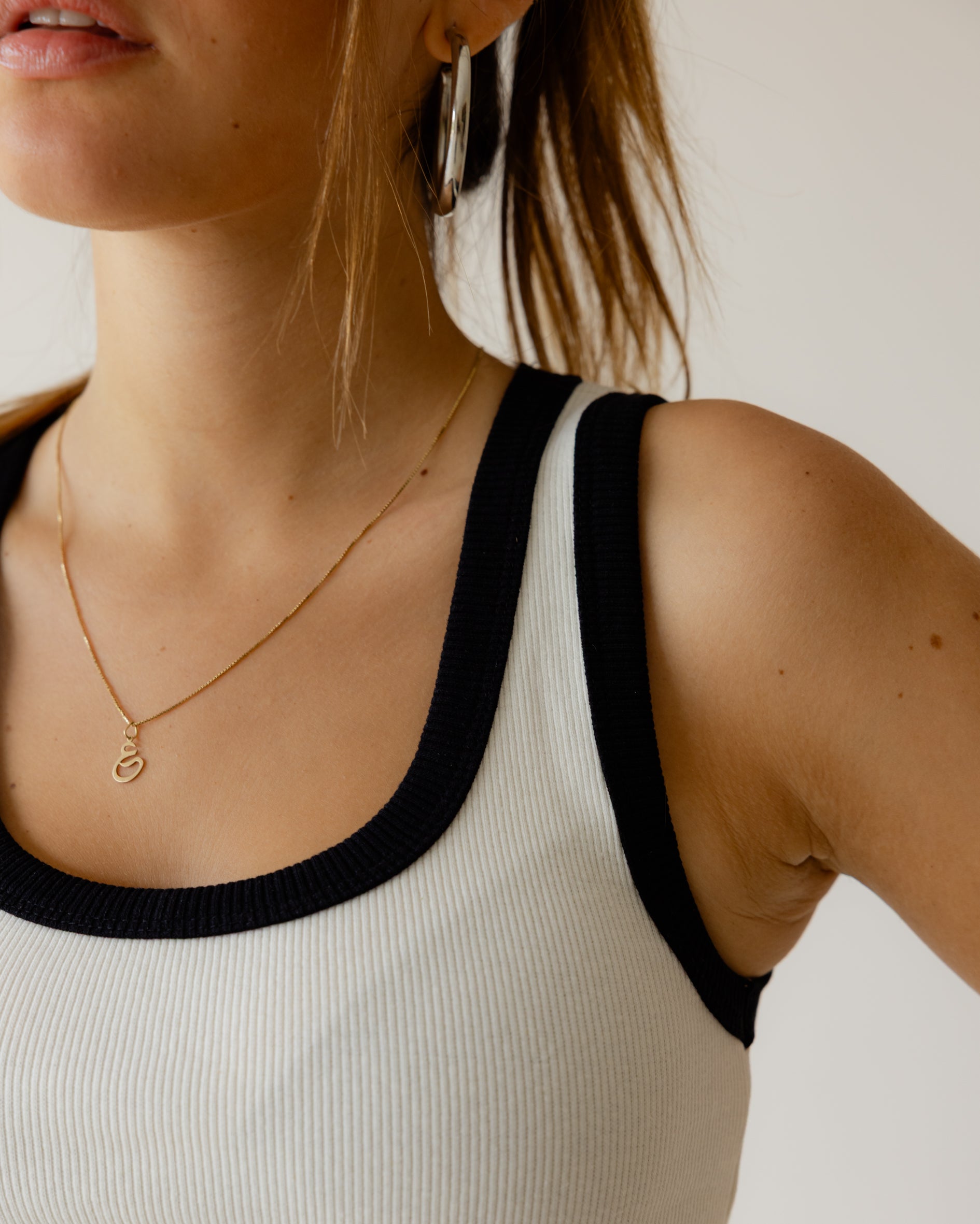 White Black Outline Tank Top