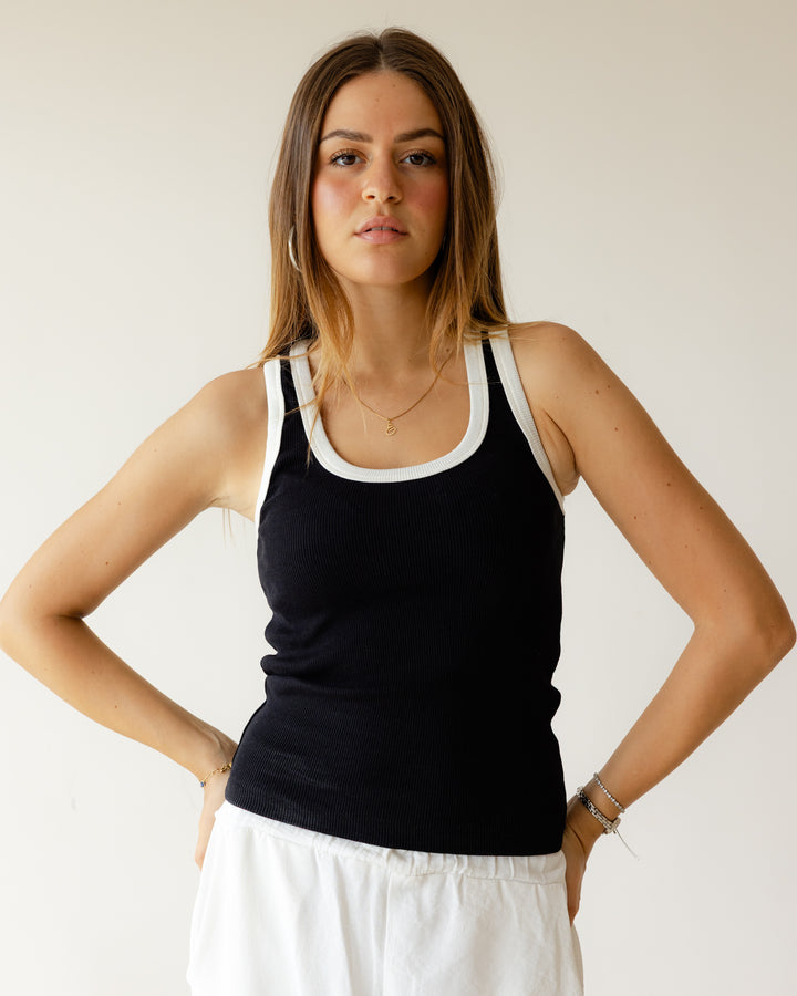 Black White Outline Tank Top