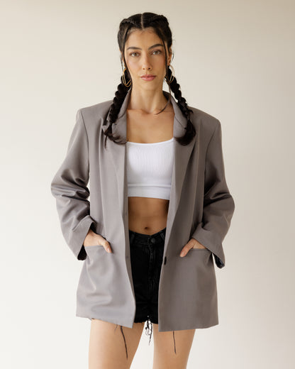 Grey Blazer with Bold Back print