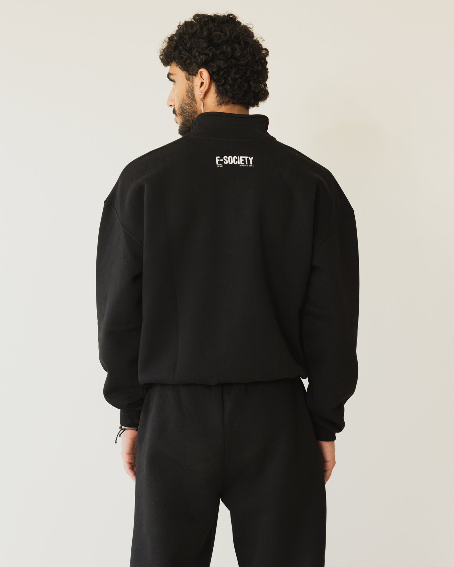 Zip up Black Oversized Sweatshirt