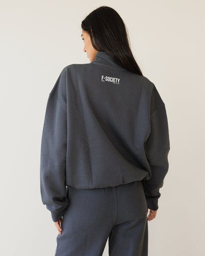 Zip up Grey Oversized Sweatshirt