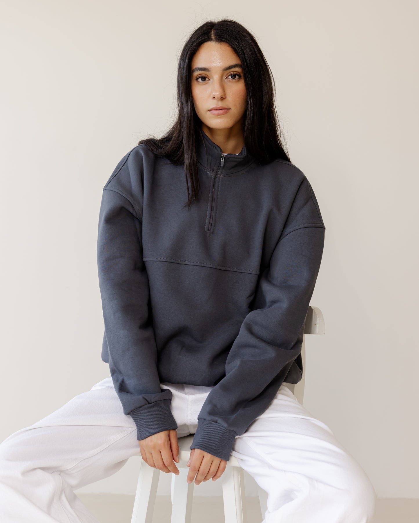 Zip up Grey Oversized Sweatshirt