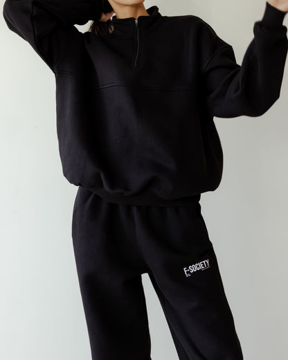 Zip up Black Oversized Sweatshirt