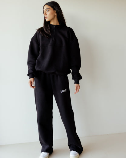 Zip up Black Oversized Sweatshirt